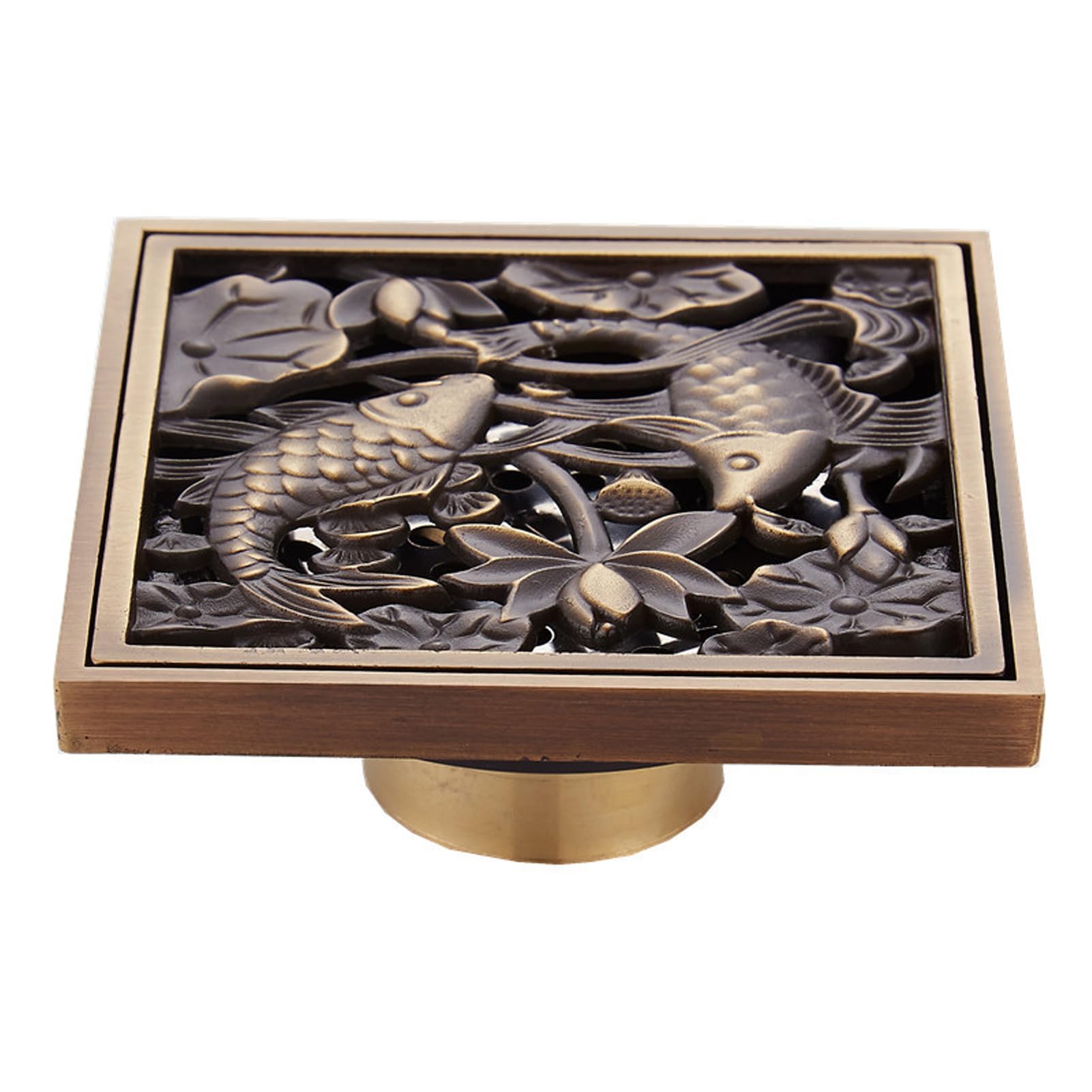 POXZSFX Antique Brass Shower Drain Hair Catcher Retro Odor Proof Solution In Home Fast Drainage Without Blockage Antique Brass Bathtub Shower Drainer Retro Odor Proof Floor Drain, type+3