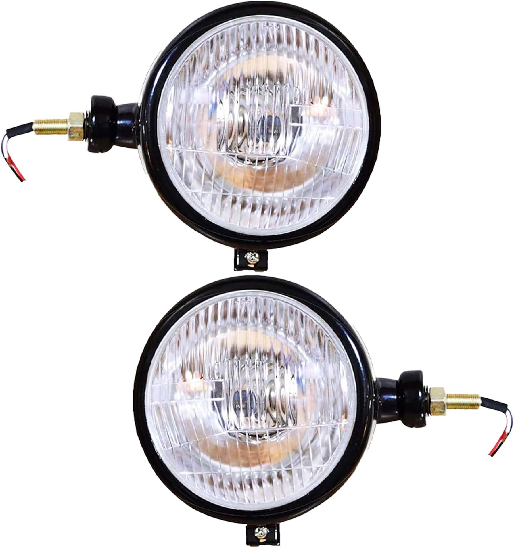 Black Headlights Assemblies Head lamp Lights with 12v Bulbs Replacement for Mahindra Tractor Parts 275 575 485 475 Etc