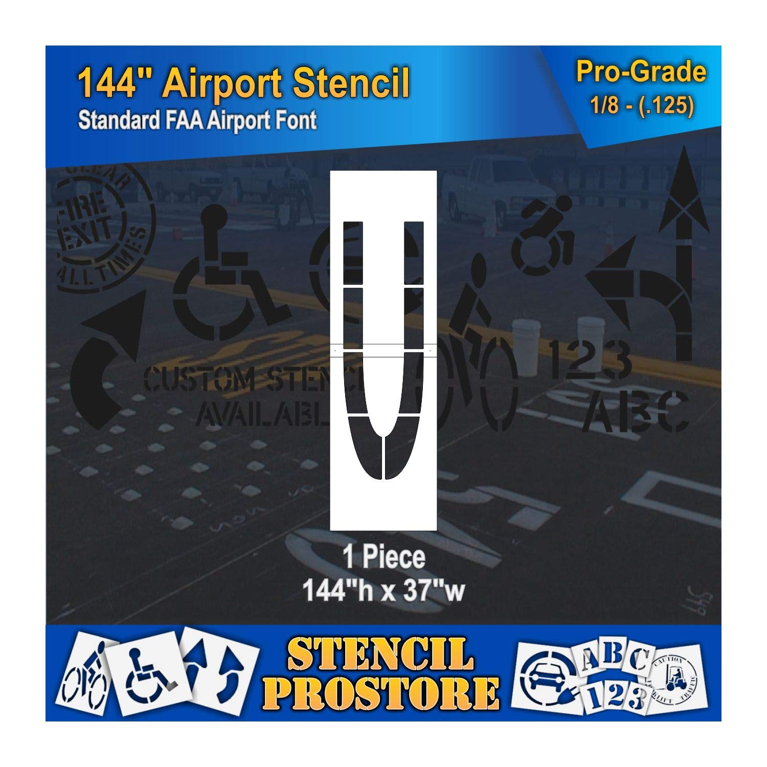 Airport FAA 120 in. Letter U Stencil - 120'' x 38'' x 1/8" (128 mil) - Pro-Grade