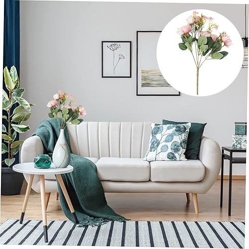 Miniatura 5 de Garneck Decoración inspirada en la naturaleza, 2 unidades, ramo de camelia, flores de plástico, flores artificiales de camelia falsas, flores