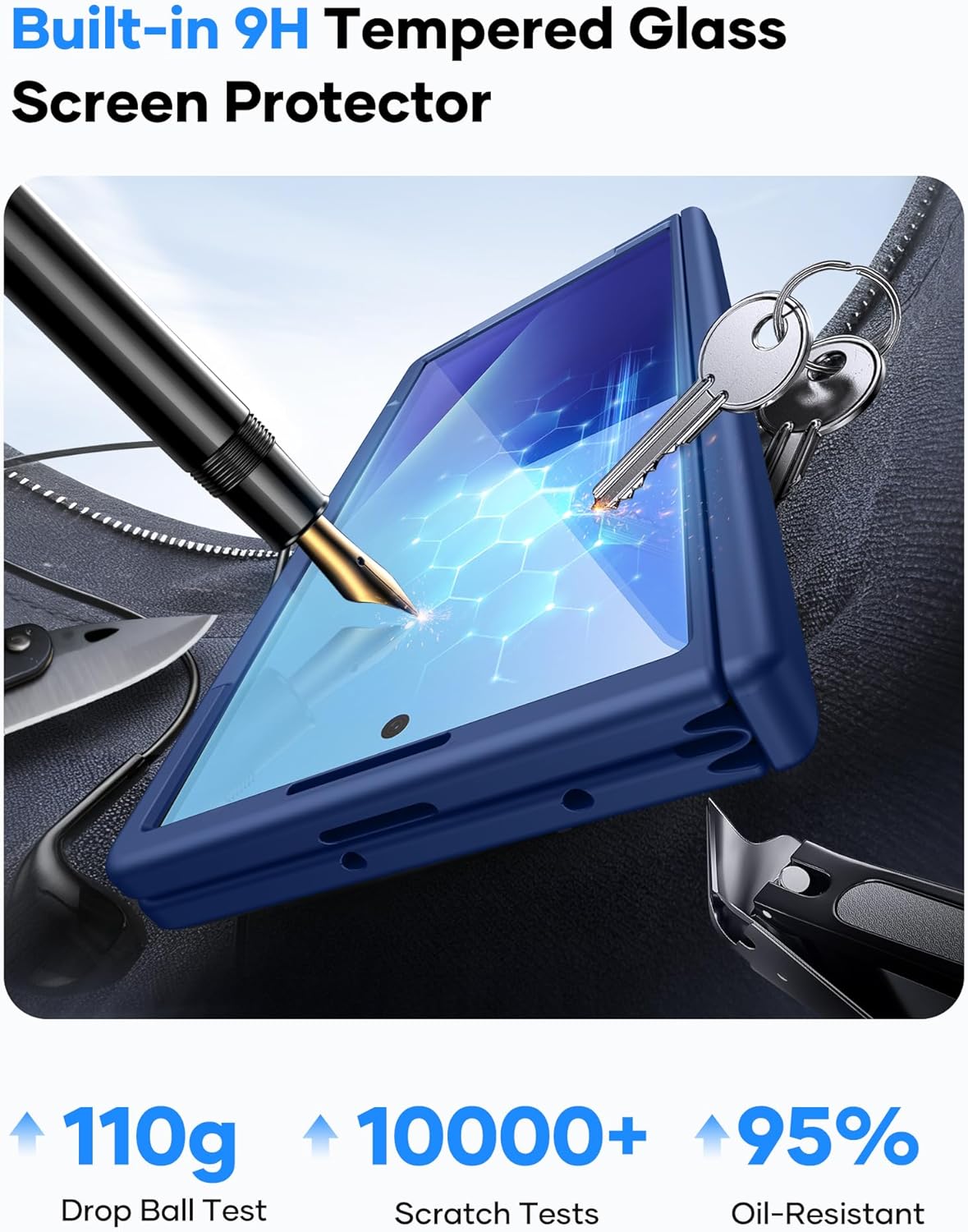 Vihibii for Samsung Galaxy Z Fold 7 Case with Stand & Front Screen Protector & Lens Hinge Protection, Compatible with MagSafe, Military Grade Rugged Phone Cover Case for Samsung Galaxy Z Fold 7, Blue