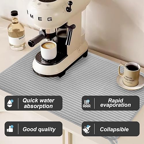 Miniatura 4 de Paquete de 2 tapetes grandes para secar platos para encimera de cocina, escurridor de platos absorbente de microfibra de 24 x 17 pulgadas,