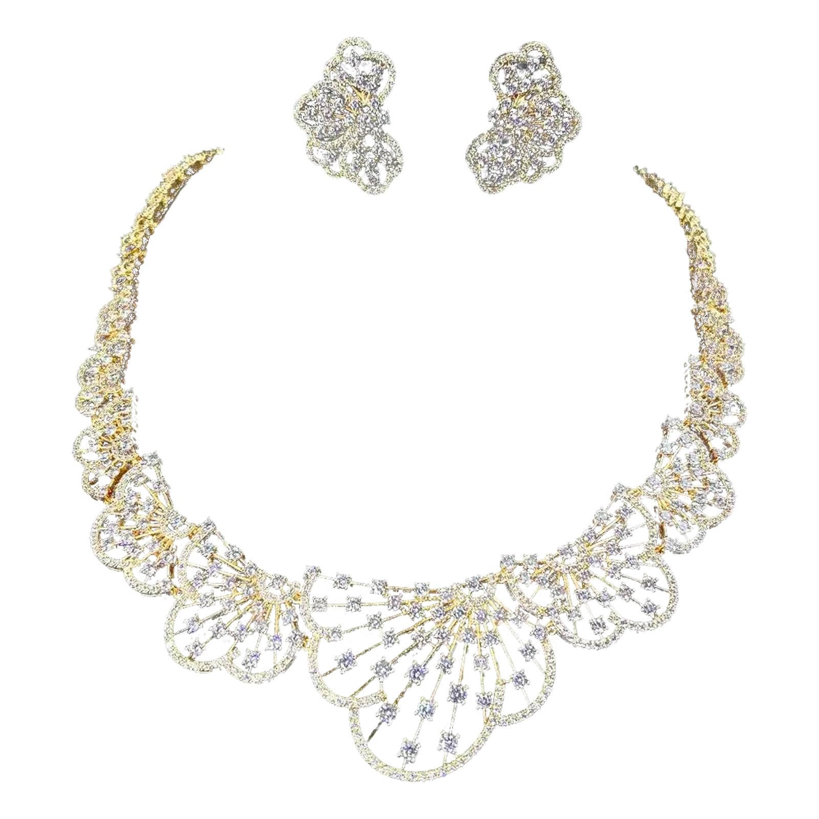 Juego de collar y pendientes multiusos de circonita completa, accesorio de joyería para mejorar tu aspecto nocturno, collar y aretes de circonita