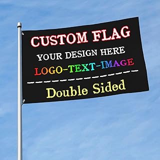 PRFELMG Personalisierte Flagge - Individuelle Banner für draußen, gestalten Sie Ihren Text/Logo/Foto, ideal für Feierlichkeiten, 5x8 Ft, doppelseitiger Druck