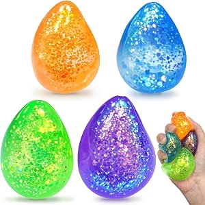 Juvanovo Lot De 4 Balles Anti-stress Goutte D’eau – Jouets à Presser, Fidget Sensoriel Pour Enfants Et Adultes – Orange, Bleu, Vert, Violet