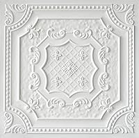 Vista 11 de De normal a hermoso en horas DCT04 Escudo isabelino de PVC 2 pies x 2 pies para colocar o pegar en el techo (cubre / 9,29 m²), blanco antiguo, 25