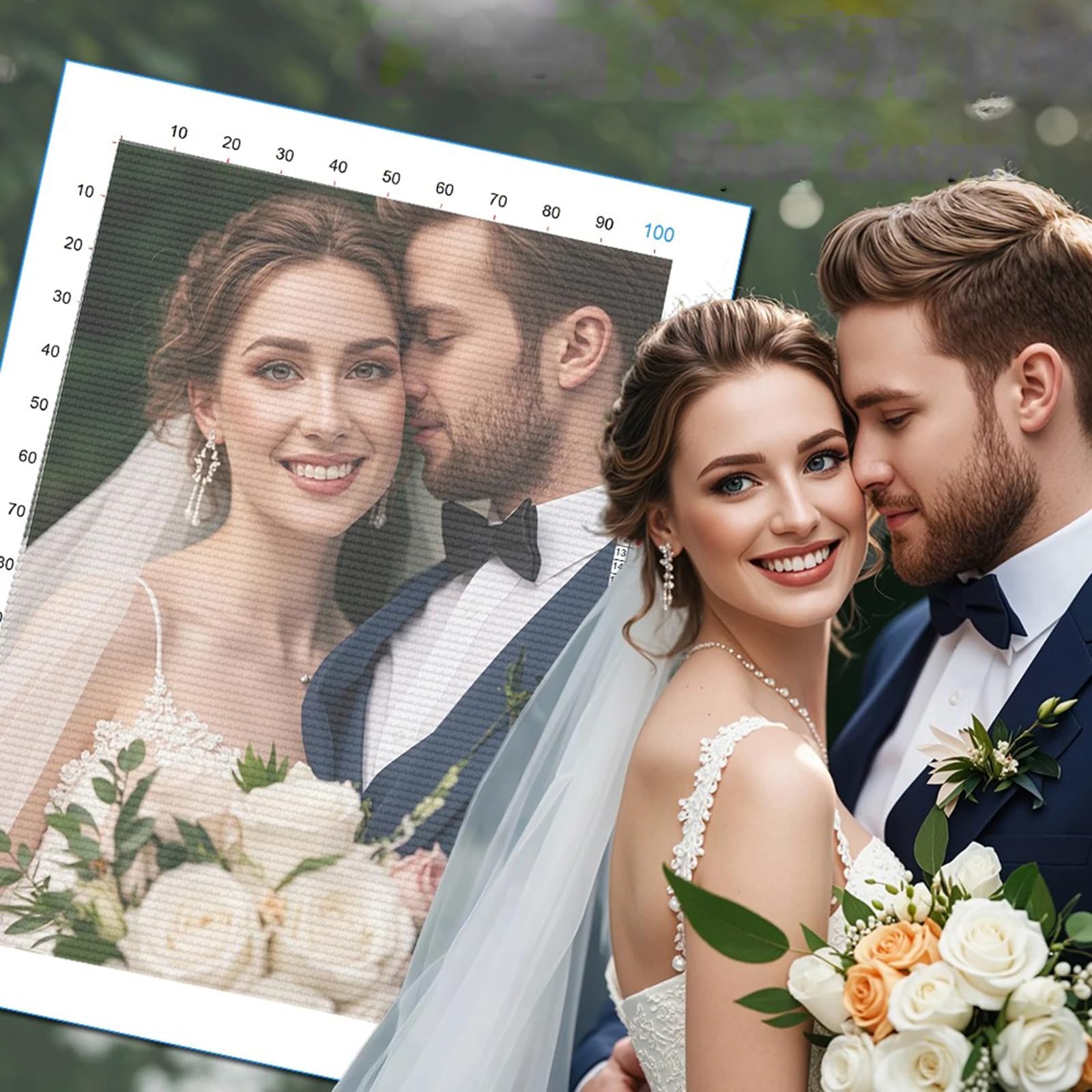 Keruidian Convert Your Photo to Cross Stitch Pattern Photo Custom Stamped Cross Stitch Kits,Personalized Preprinted Pattern Counted Embroidery Kit (50 * 50cm)