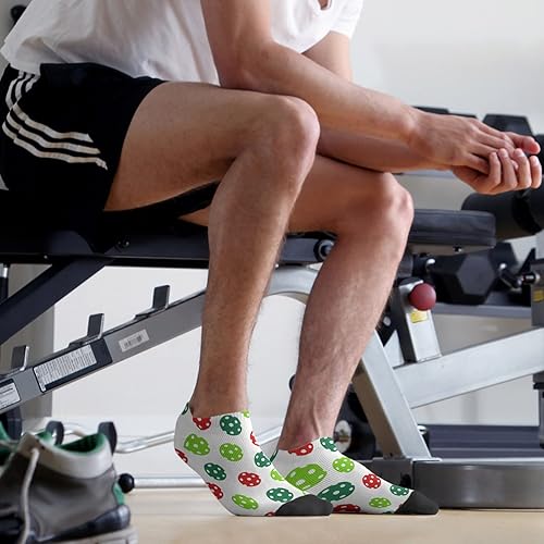 Miniatura 5 de devor Calcetines tobilleros casuales para hombre, calcetines con forro de calcetines humorísticos, calcetines de PICKLEBALL, Blanco