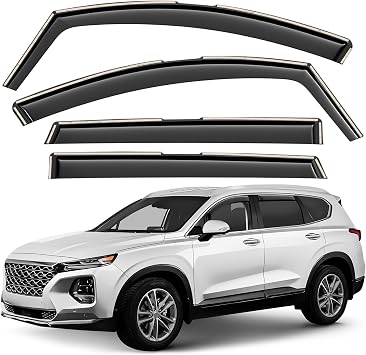 Window Deflectors Smoke Tinted in-Channel Side Window Vent Visor Deflectors Rain Guards Compatible with Hyundai Santa Fe 2019-2023 - 4pcs. GW0787