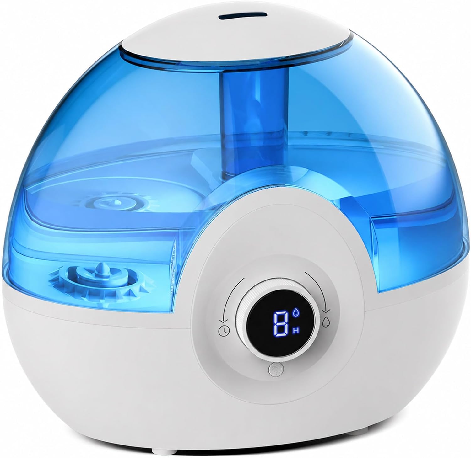MEGAWISE RD06S Cool Mist Humidifier, 2.2L Small Humidifier for Bedroom Office, Blue & White Quiet Ultrasonic Humidifier for Baby Nursery Plants