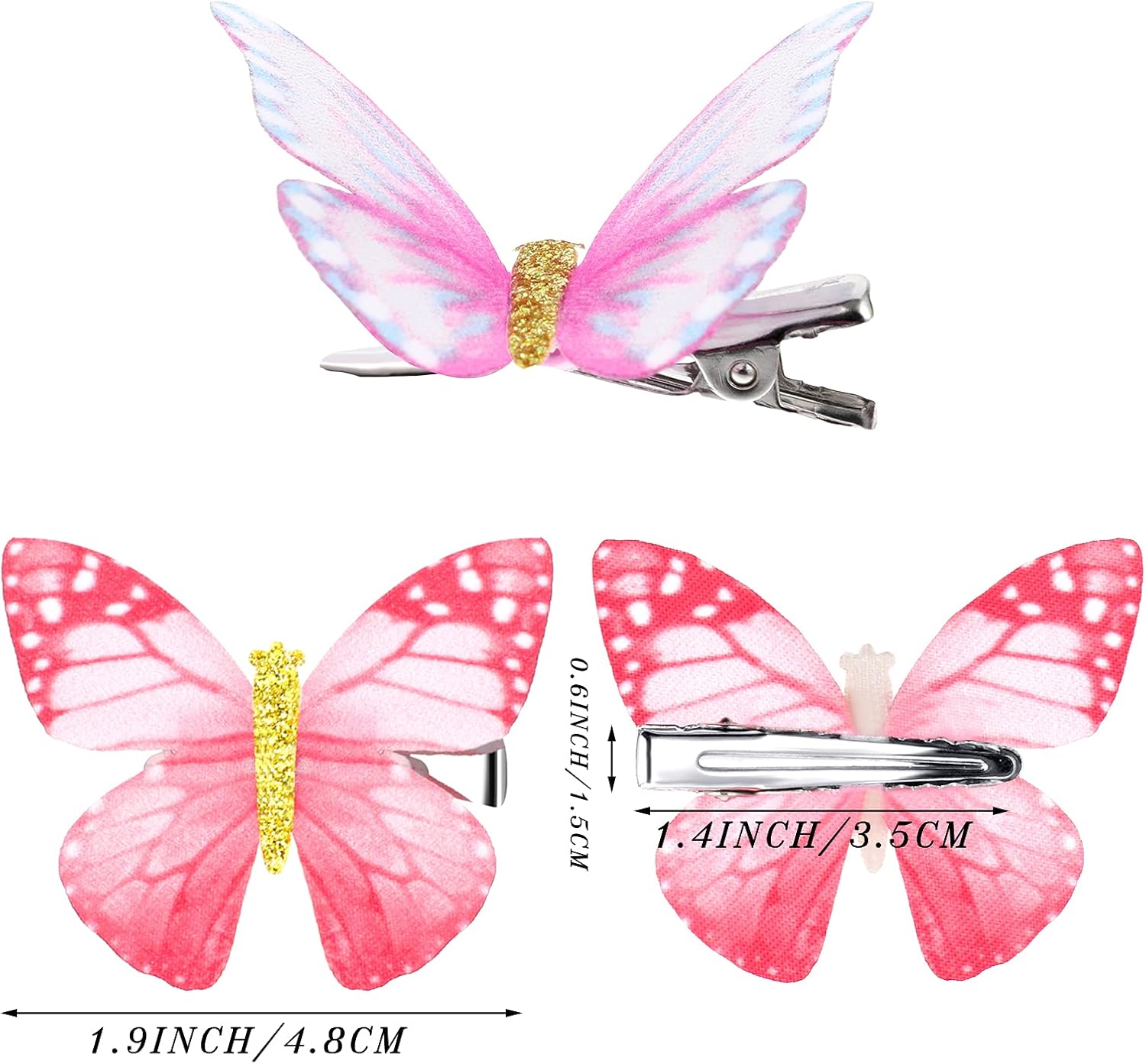 18 Pieces Glitter Butterfly Hair Clips for Teens Women Hair Accessories (Stylish Styles), Multicolor, 18 count (Pack of 1) - Image 4