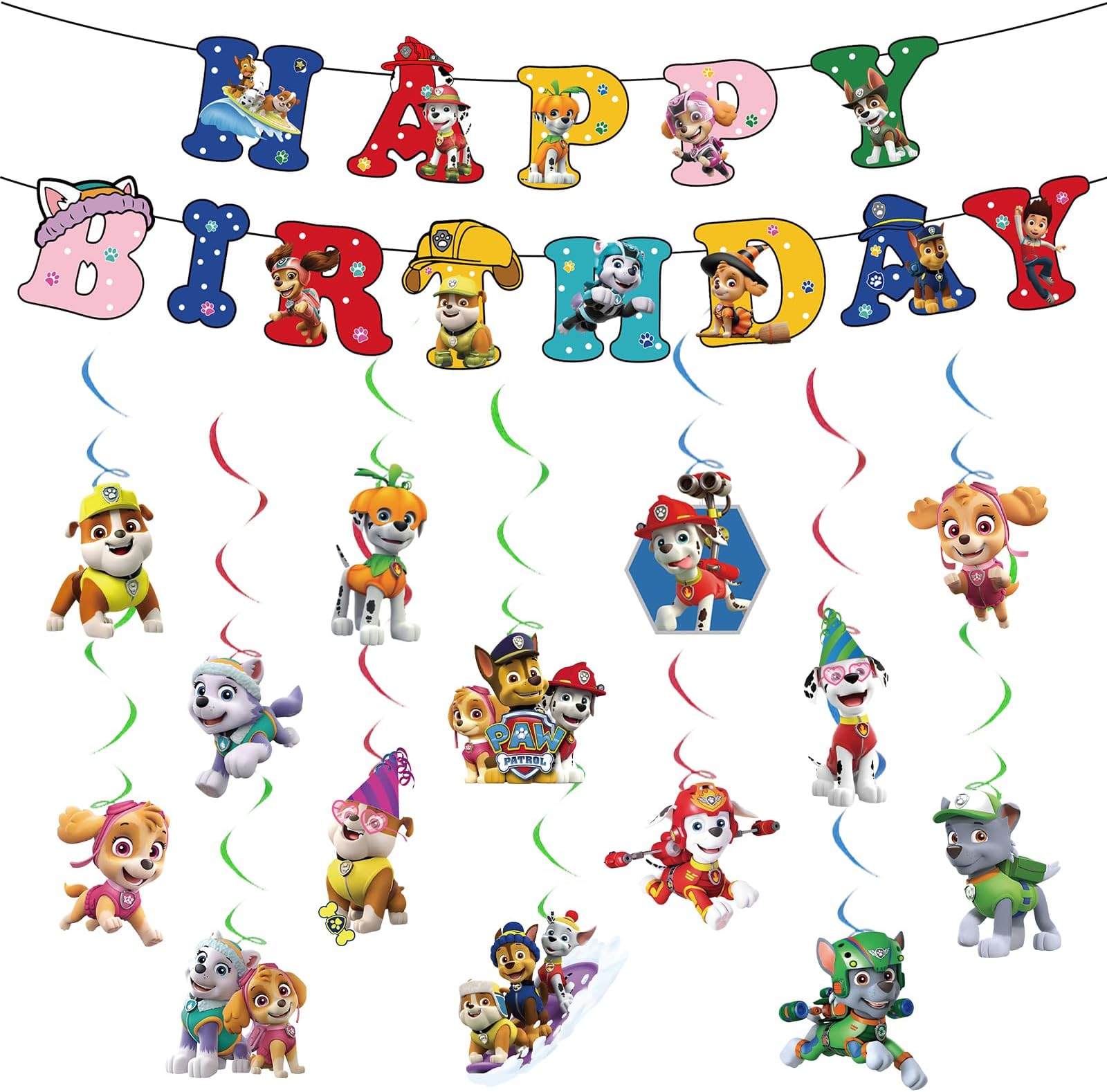 Birthday Decoration, 14PCS Bunting Garland and Hanging Decoration, Happy Birthday Banner Decorations, Theme Birthday Banner Party Decoration for Kids Birthday Party (B)