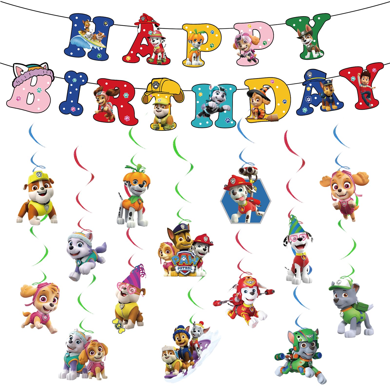 Birthday Decoration, 14PCS Bunting Garland and Hanging Decoration, Happy Birthday Banner Decorations, Theme Birthday Banner Party Decoration for Kids Birthday Party (B)