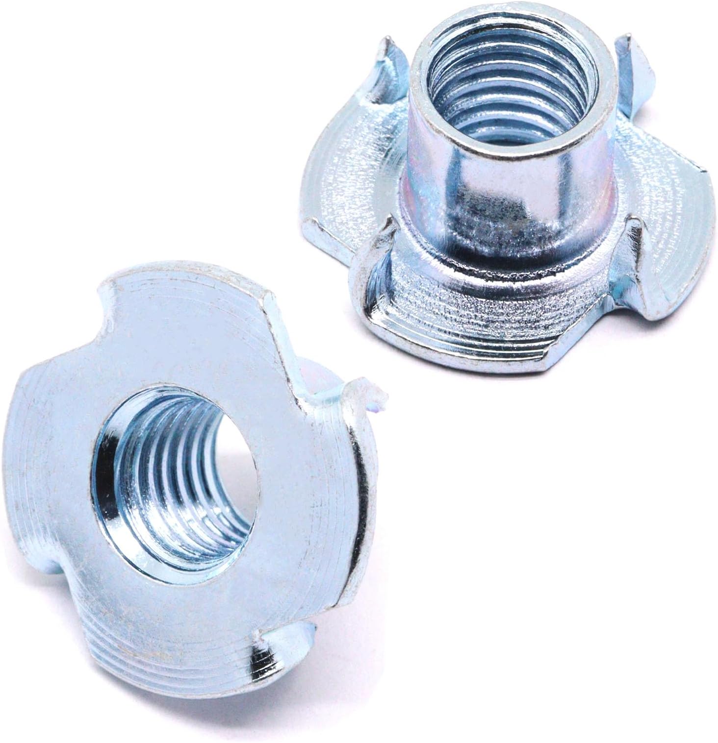 Sydien 80Packs M10 Threaded Insert T-Nut 4Pronged Tee Nut for Rock Climbing Holds, Wood, Cabinetry