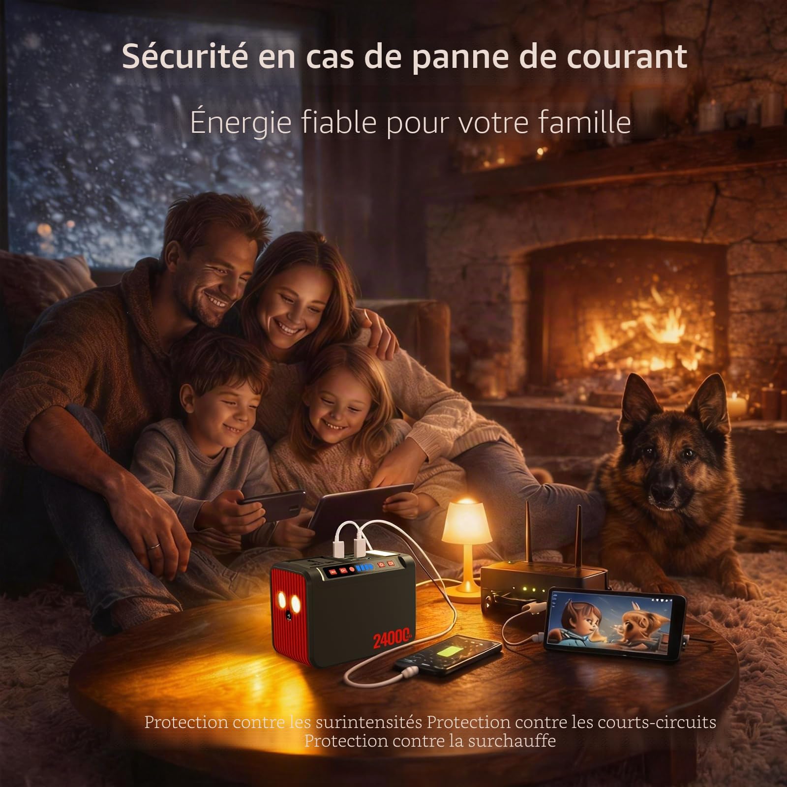 Station d'alimentation portable de 88 Wh, batterie externe de 80 W avec prise 230 V CA et lampe de poche LED. Petit générateur pour les coupures de courant, le camping, les urgences, la randonnée et l