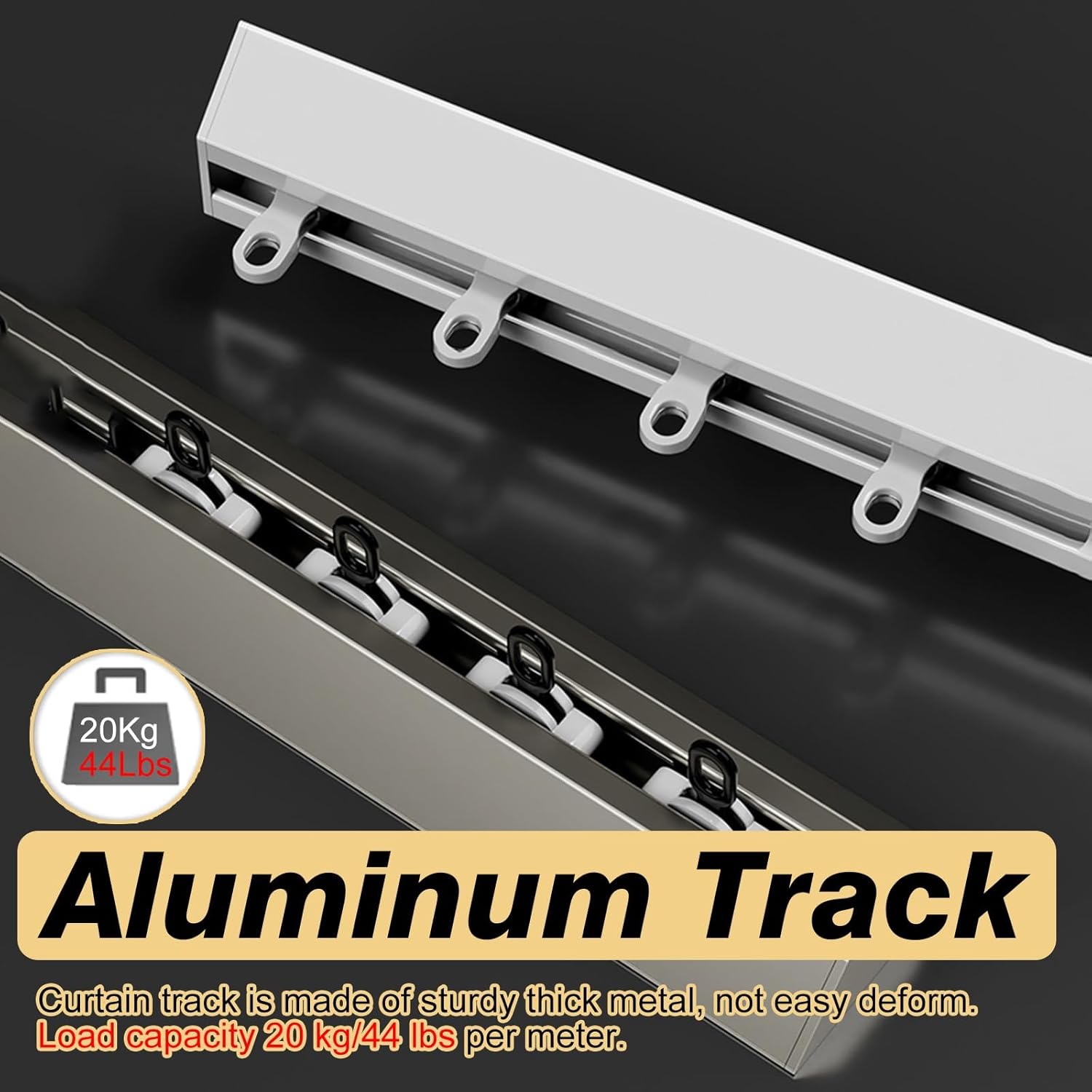 Ceiling Curtain Rail Straight, V-Shape Aluminium Heavy Duty Curtain Tracks Set for Bay Windows, Bedroom/Living Room/Closet Room Divider Rod Single Track(Gold,5.2m/17.1ft)