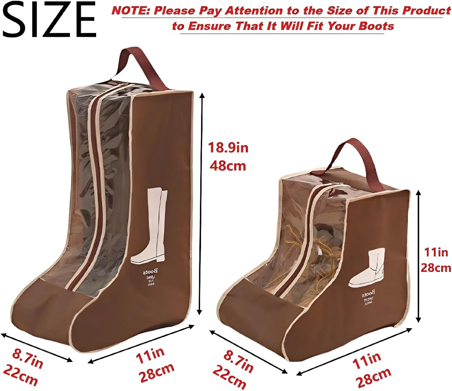 3 Pcs Boots Storage Bag, Portable Widen Tall Boots Storage, Short Shoe Bags for Storage, Brown Shoe Dust Proof Bags, Shoe Travel Bags for Packing, Cowboy Boots, Home Storage
