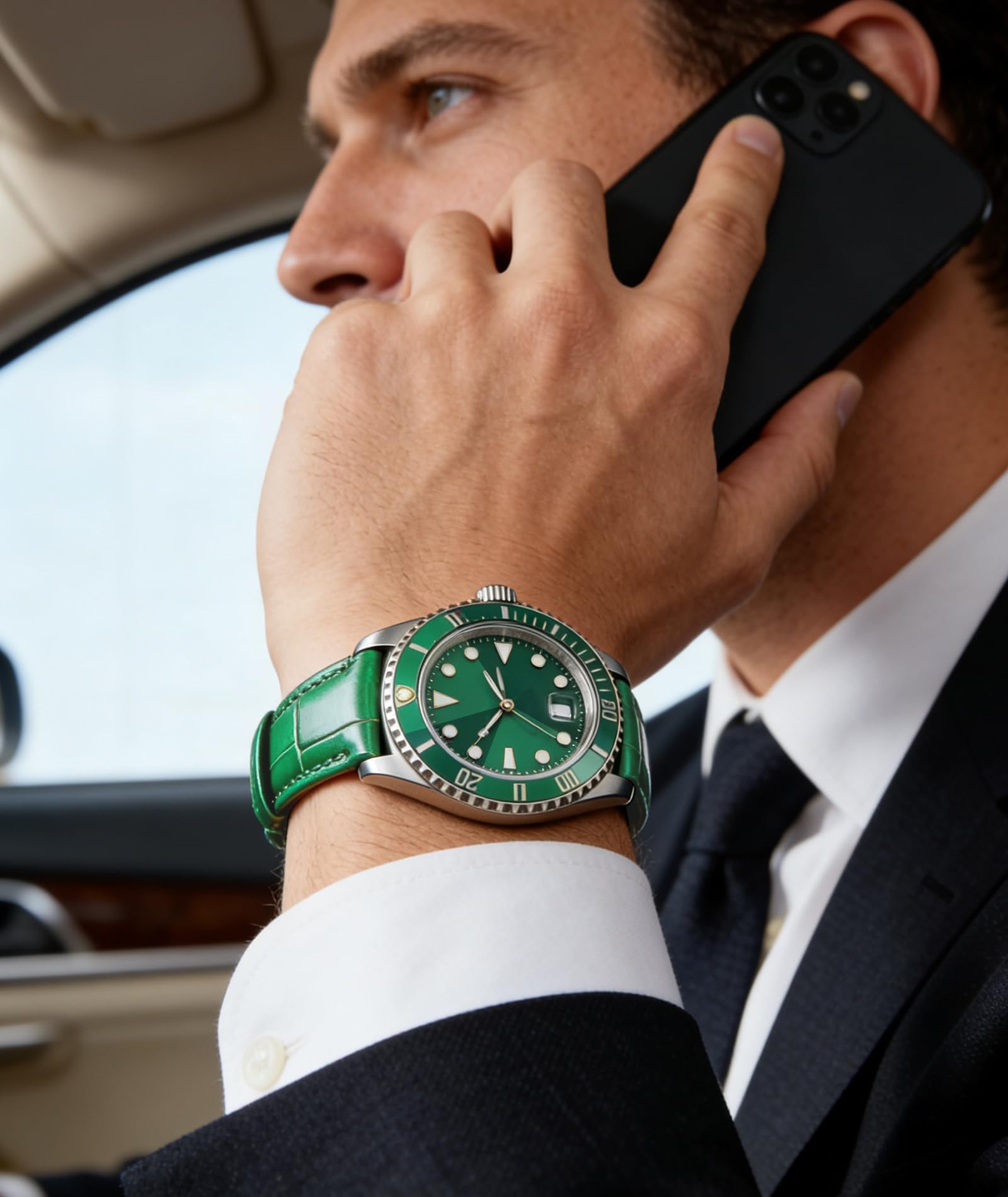 BINLUN Correa de Reloj de Cuero 10MM-24MM Diseño Cocodrilo Aligátor Liberación Rápida Correas de Repuesto para Smartwatch Hombre Mujer — view 5
