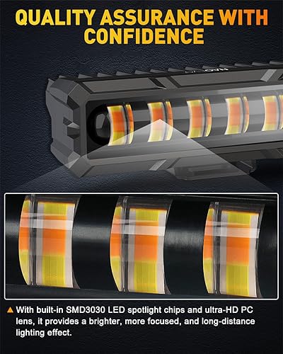 Miniatura 5 de NAOEVO Barra de luz LED de 6 pulgadas con 3 modos (blancoámbarblanco y ámbar) y doble relé de 2 cables de arnés de cableado