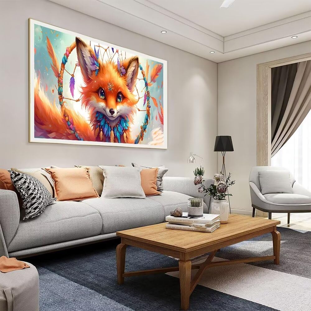 Diamond Painting Volpe Bianca Diamond Painting Kit Completo, Pittura Diamante 5D Fai Da Te Diamond Painting Bambini Paint by Numbers Strass Ricamo Punto Croce per Parete Room Decor Gifts 50x70 cm,j5