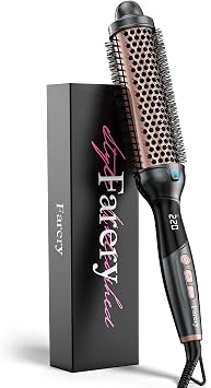 Farery Thermal Brush Extra Long Barrel, 38mm Hot Brush Curling Wand for Big Bouncy Curls, Non-Blowing Heated Round Brush, Ceramic Curling Wand for Medium & Long Hair, 9 Adjustable Temps, Dual Voltage