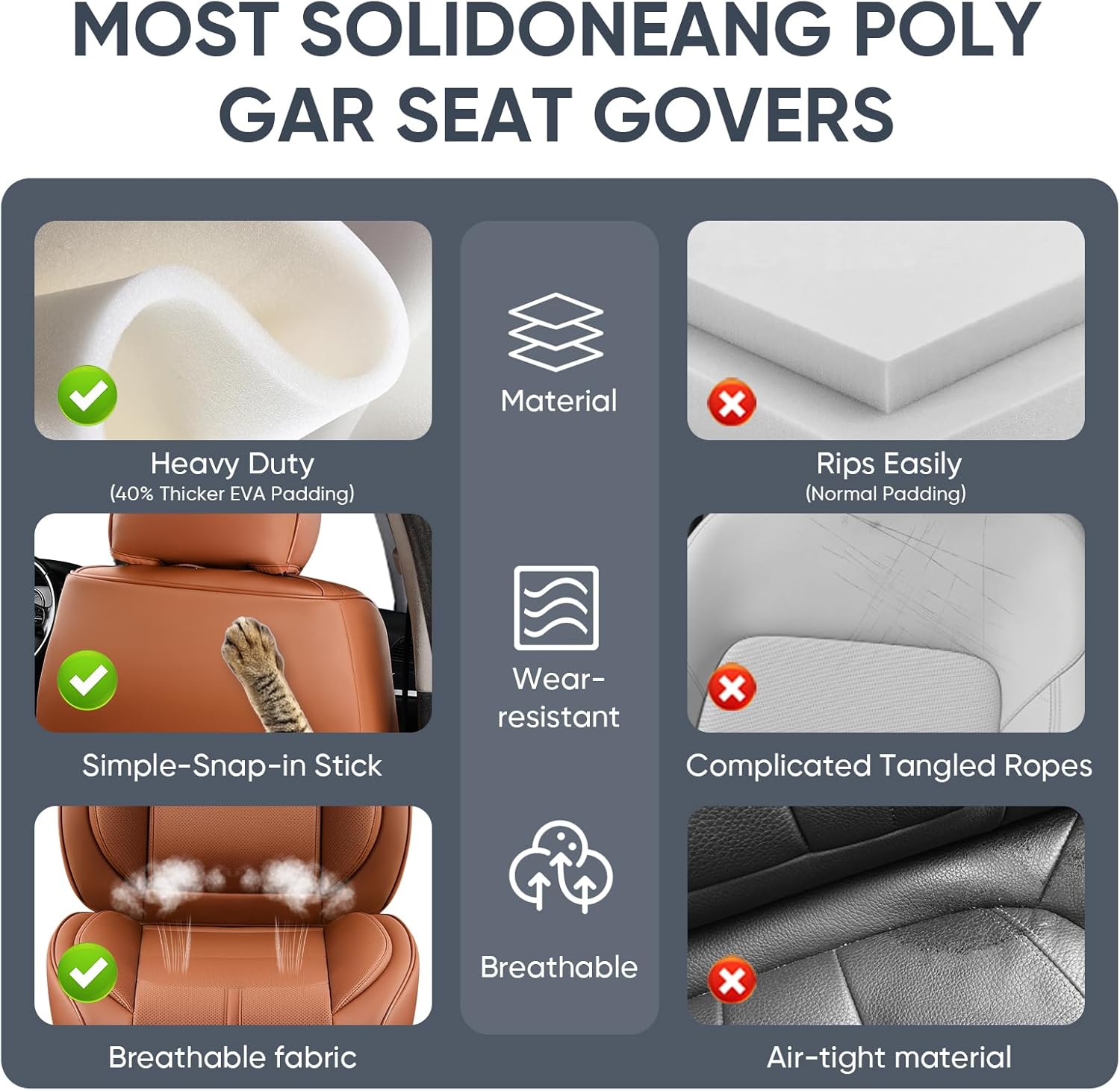 Auto Car Seat Covers Accessories Full Set Leather Cushion Protector Breathable Waterproof Seat Cover for Cars Universal Fit (Brown, FullSet Without Headrest)