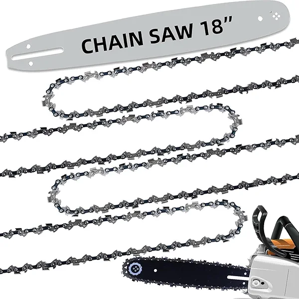 18 inch Chainsaw Chain & Bar Combo, 3/8" LP Pitch, 050" Gauge, 62 Drive Links Fits Poulan, Craftsman, Echo, Homelite, Greenworks and more (4 Chains+ 1 Bar)