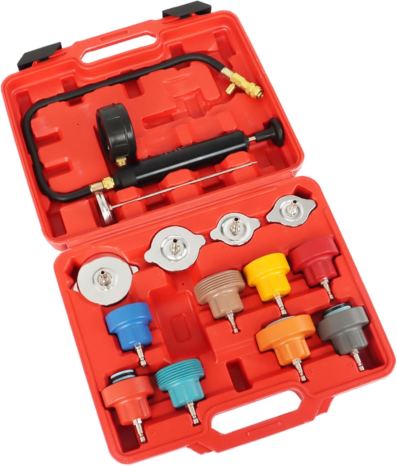 WFLNHB 14Pcs Universal Radiator Pressure Tester Cooling System Head Gasket Leak Detector
