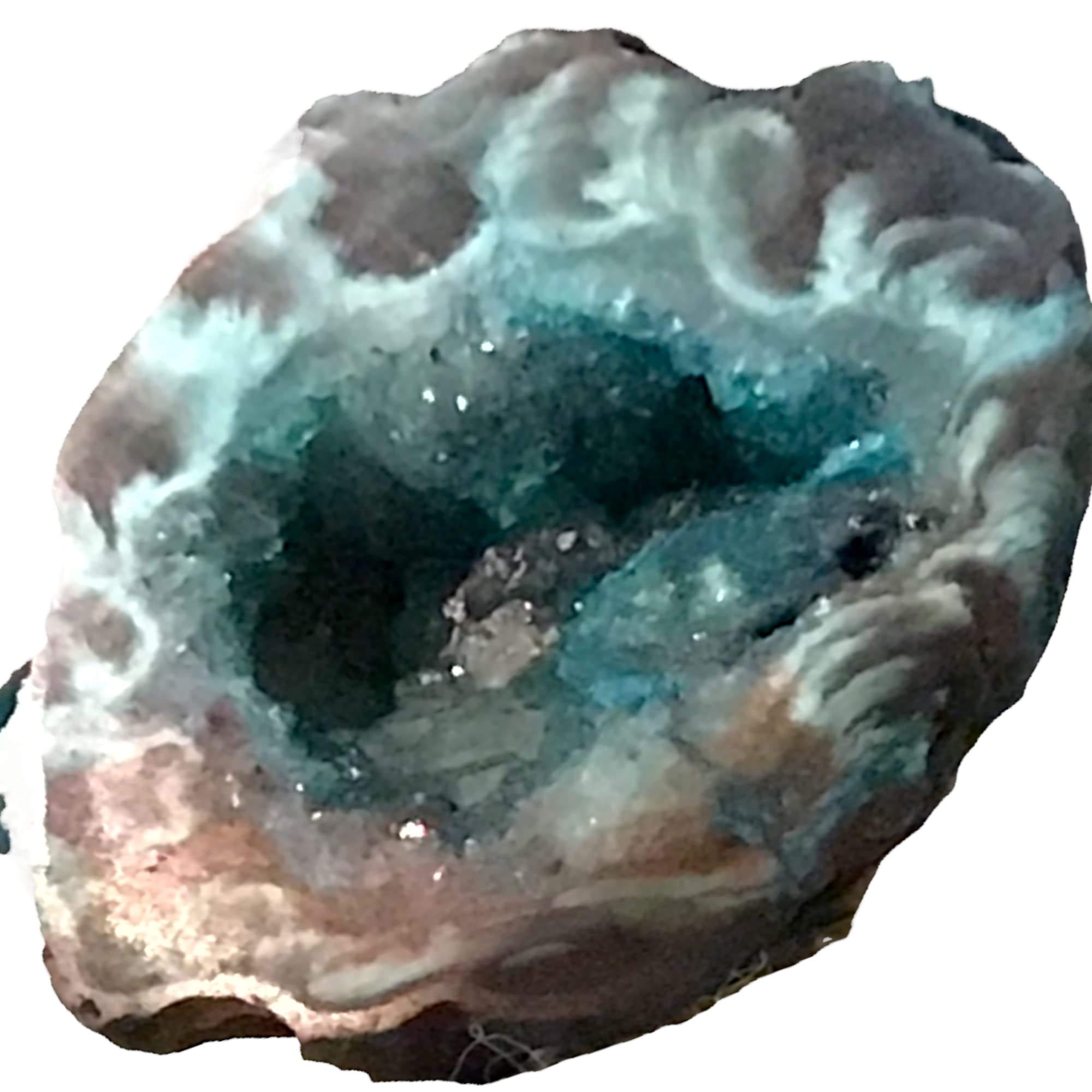 Steinfixx - Géode D'agate Magnifiquement Colorée | Découpée | Qualité A | Bord De Coupe Poli I Géode Porte-bonheur I Jardin Féérique (bleu