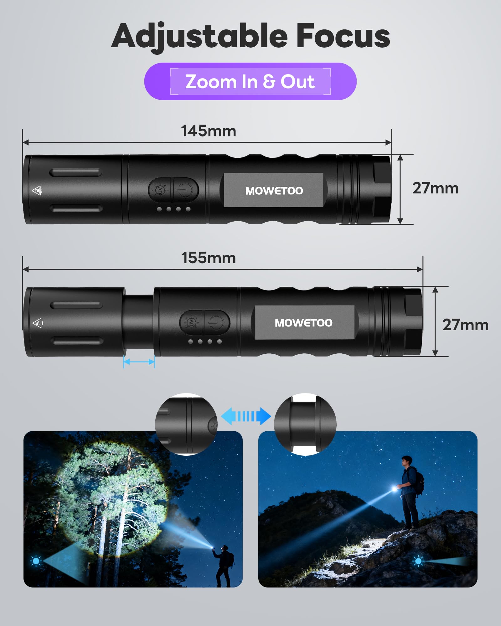 Amazon.com: MOWETOO UV Flashlight 395nm Rechargeable Black Light