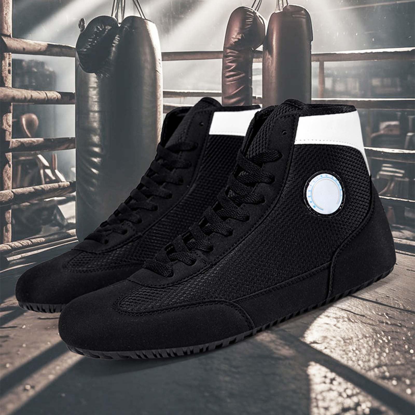Chaussures de Boxe Montantes d'entraînement, Respirantes, avec Maintien de la Cheville, idéales pour la Lutte et Le Fitness.#Z
