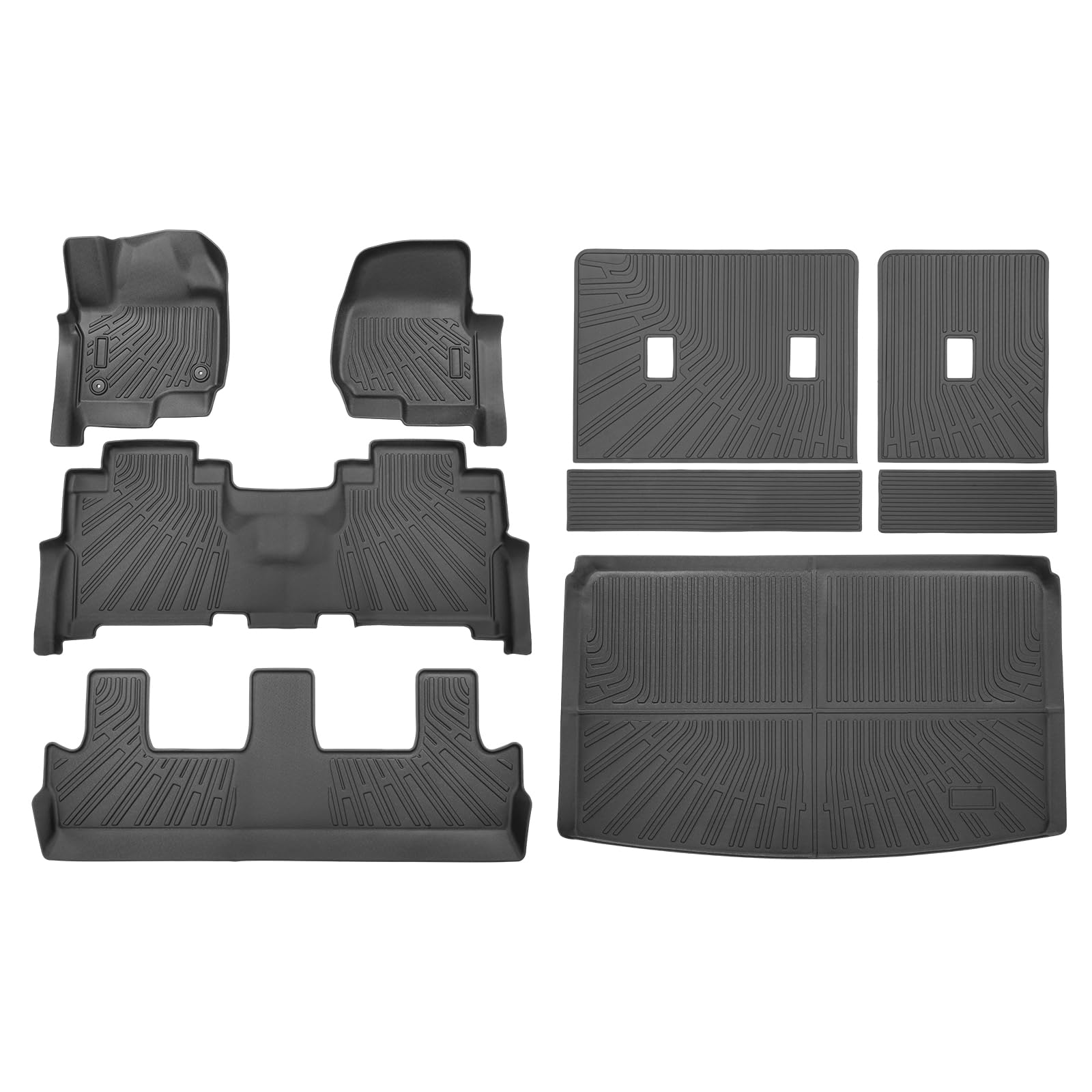 CartistFloor Mats and Cargo Liner Fit for Ford Expedition MAX (8 Seats-2 Row Bucket Seat) 2018-2025 All Weather Floor Mat Ford Accessories Heavy Duty Carpet Protection