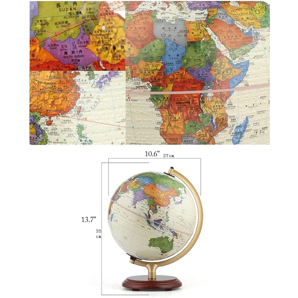 POCHY Mappamondi Mappamondo geografico con Supporto in Legno Mappamondo Mondiale Mappamondo geografico Illuminato per Scuola e Ufficio Pratico Moda