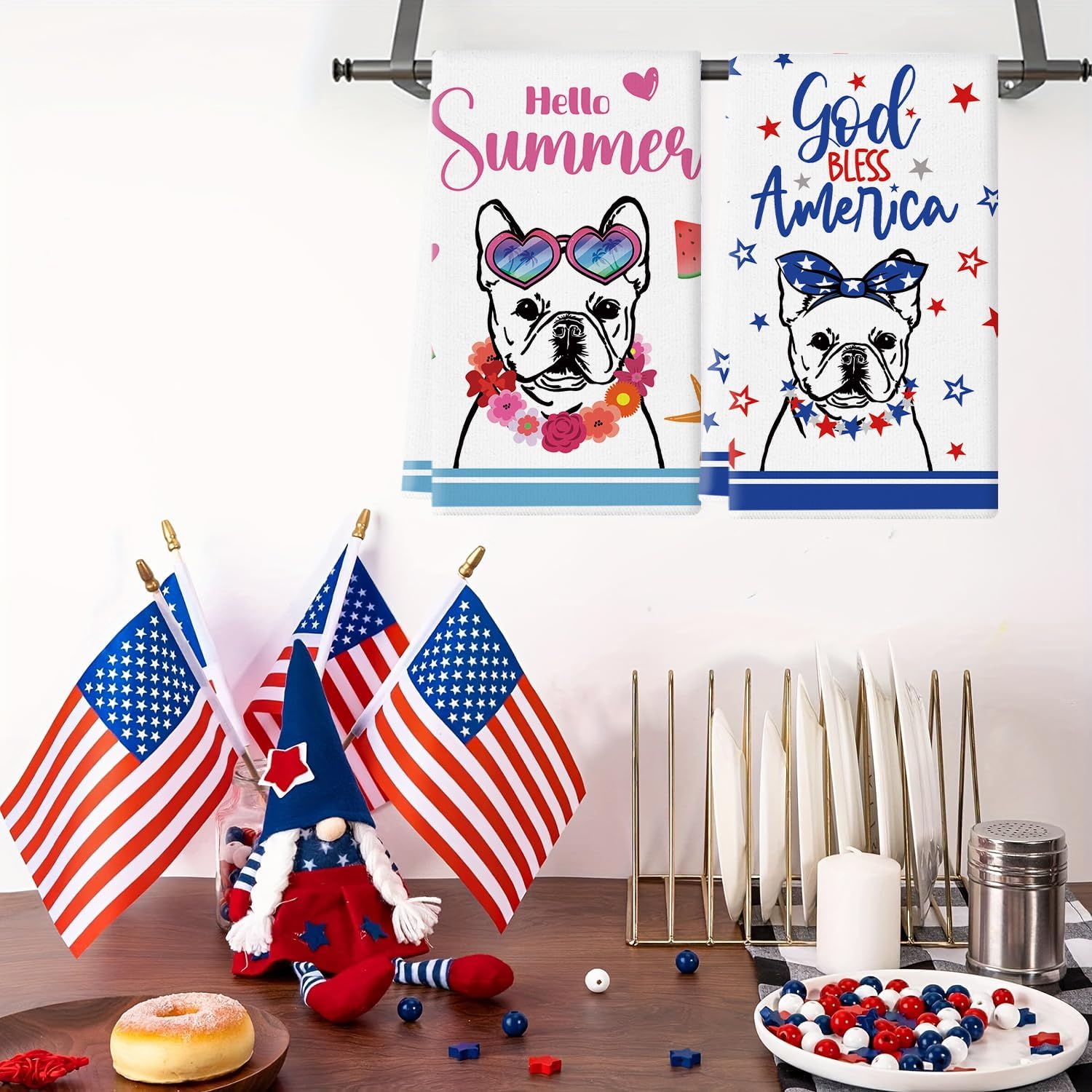 11 Pcs French Bulldog Kitchen Towels 14x21 Inch Puppy Dog Dish Towels Seasonal Christmas Mother Day Gift Holiday Hand Towels for Home Kitchen Bathroom Decoration - Image 4