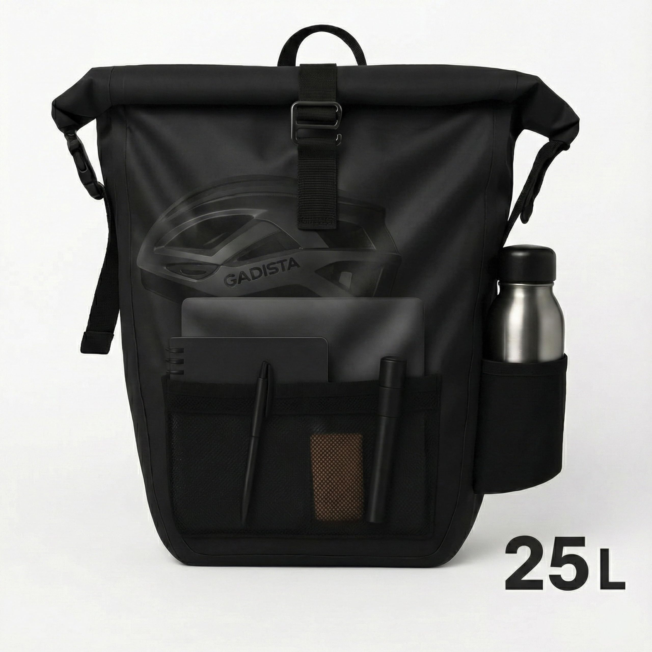 GADISTA Sacoche Vélo 3-en-1 Étanche IPX6 25L - Sac à Dos Bandoulière Porte-Bagage PC 17" - Vert Sauge