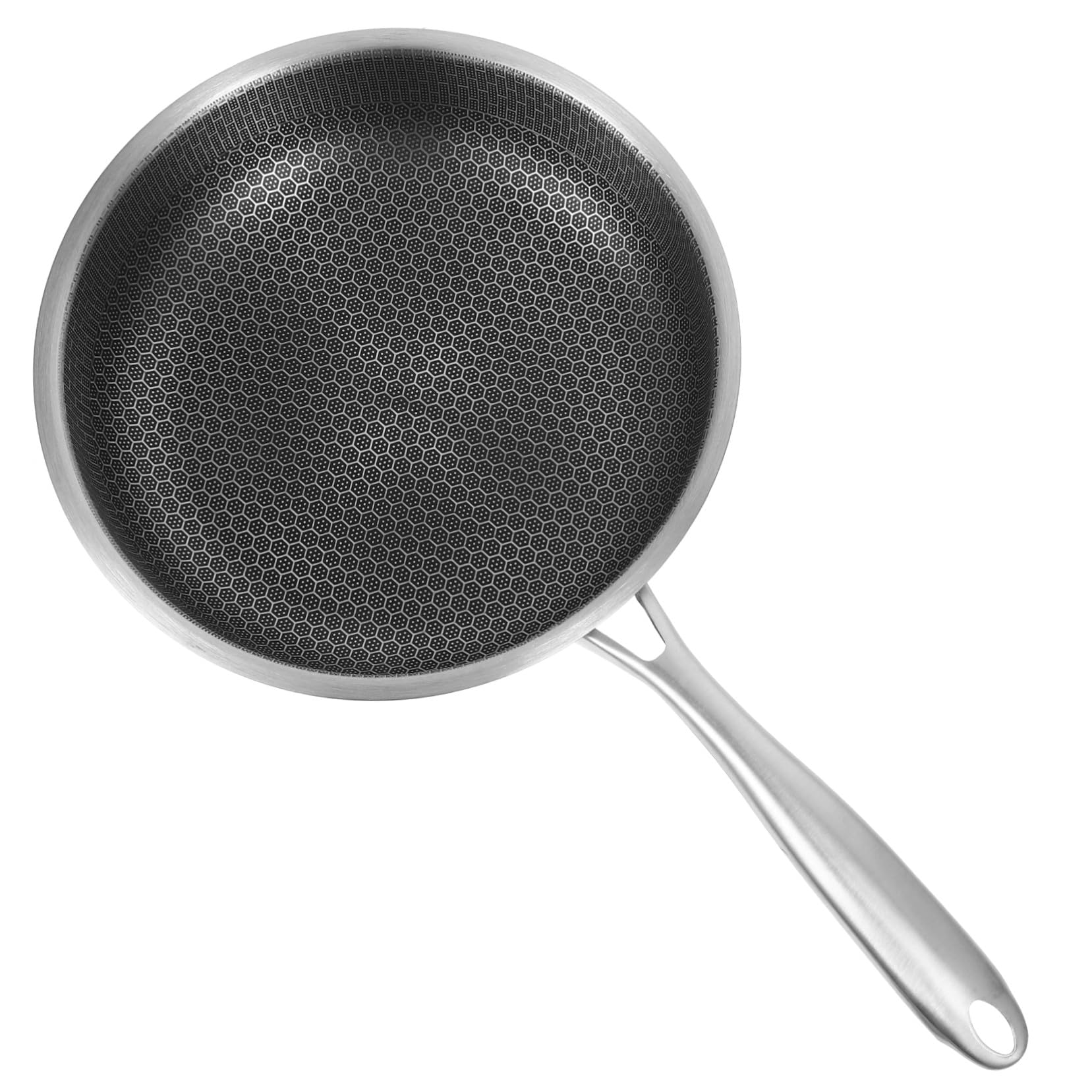 ULTECHNOVO Padella in Acciaio Inox 24 Cm Fondo Piatto e Rivestimento Antiaderente per Cucinare Uova, Bistecche e Pancake, Manico Ergonomico per Uso Domestico e Cucina Quotidiana