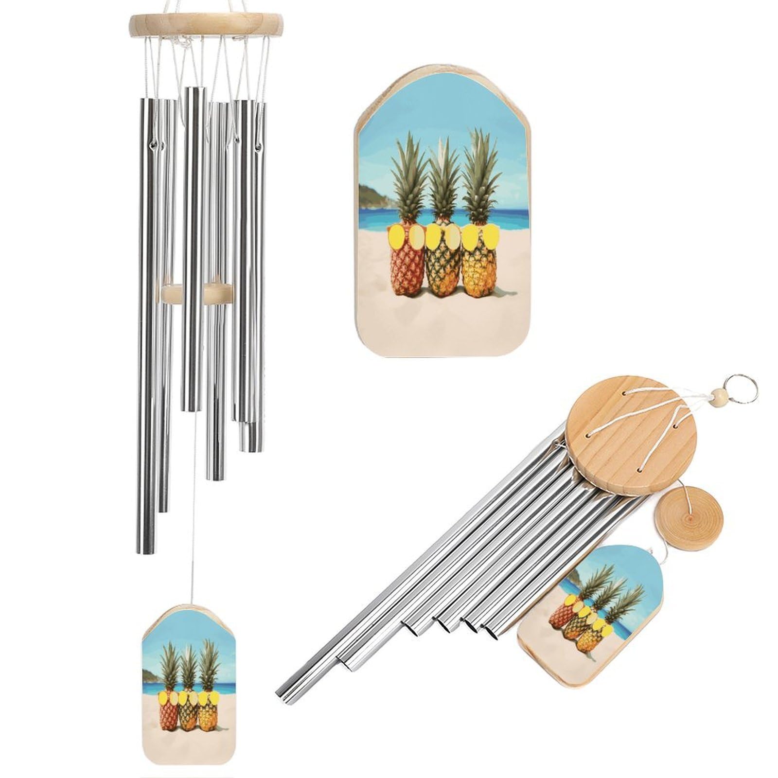 Adfgyerh Style Seaside Beach Yellow Geometric Pineapple Wind Chimes For Outside, Memorial Windchimes Deep Tone Soothing Melodic Tones, Sympathy Wind Chimes For Patio Home Or Garden Decor