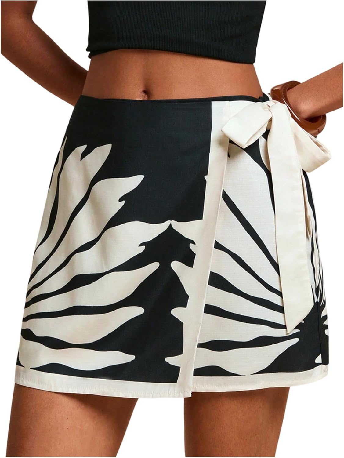 MAKEMECHIC Women's Summer Boho Wrap Mini Skirt Beach Vacation Short Skirts