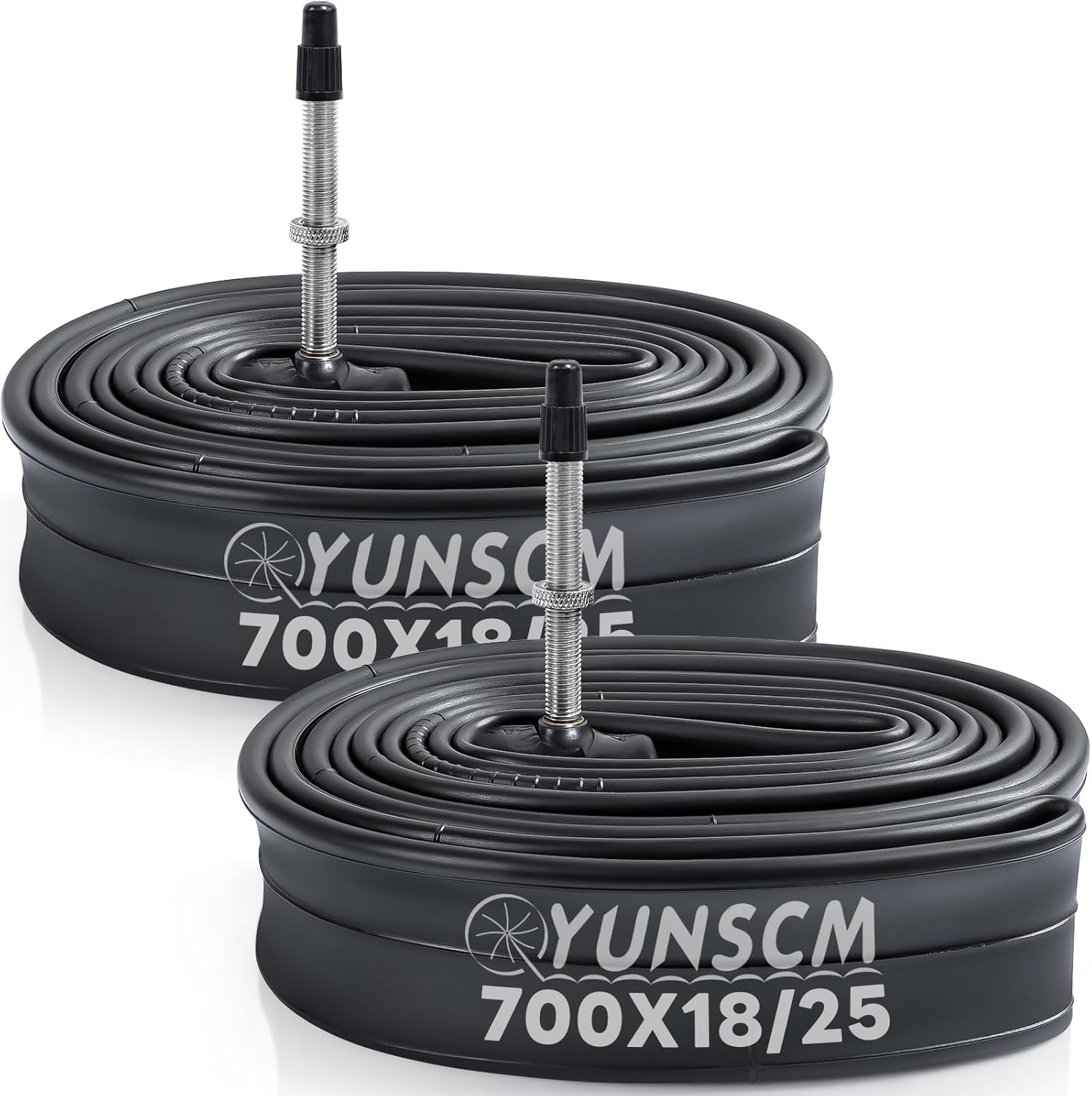 2-PCS 700C Bike Tubes 700X18C/23C/25C 18/25-622 FV60mm Presta Valve Butyl Rubber Inner Tube Compatible with 700 X 18C 700 X 23C 700 X 25C Bike Bicycle Tire Tubes (S-076)