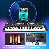 Vista 6 de Belens 61 Keys Electronic Digital piano, portable Keyboard piano with built-in speaker and microphone, Sheet Stand and Power Supply,keyboard piano