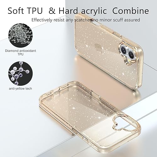 Miniatura 164 de Funda con purpurina diseñada para iPhone 15 Pro Max, con [2 unidades] protector de pantalla y [paquete de 3] protector de lente de cámara brillante