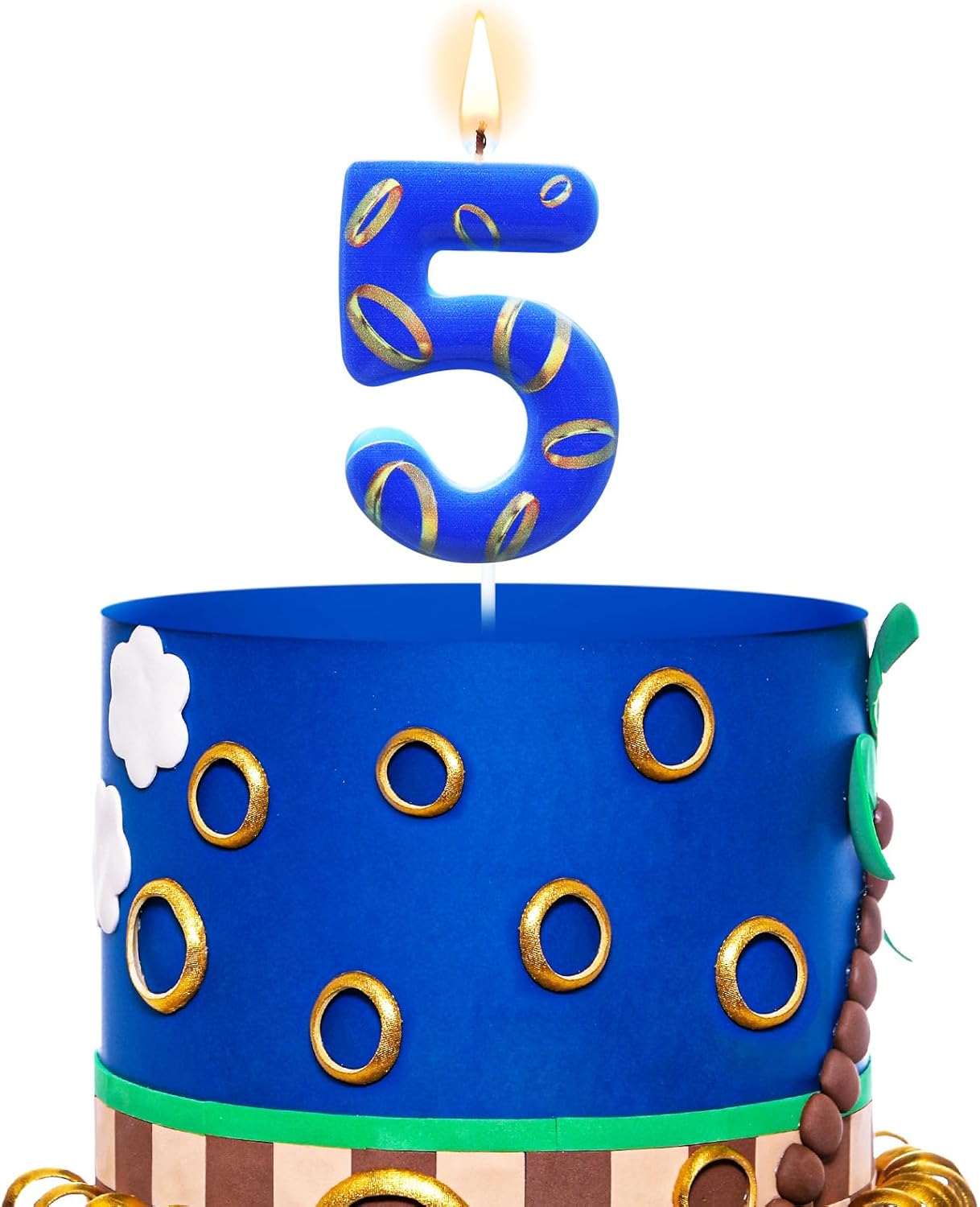 Amazon.com: Conelist Number 5 Birthday Cake Candles Blue and Golden ...