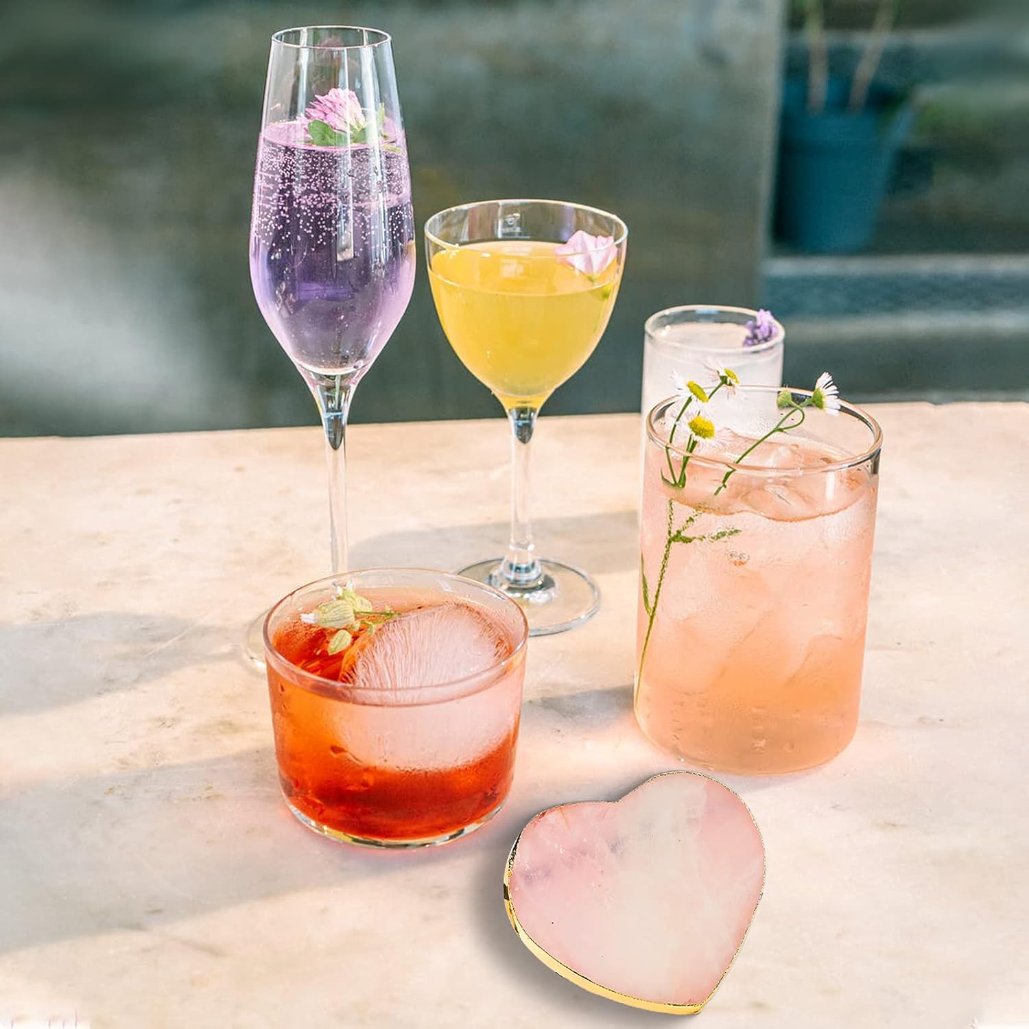 Rose Quartz Agate Heart Pink Geode Stone Drink Coaster Gift Box 1 Pcs, Crystal Decoration for Birthday, Christmas, Valentine's Day, Wedding, Coffee Table - Image 9