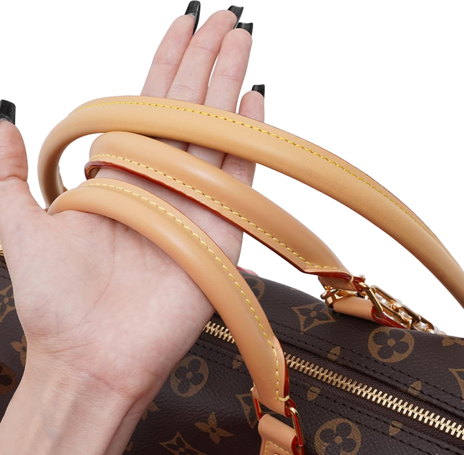 Bag Genuine Vachetta Leather Shoulder Short Strap Replacement Fit for Graceful Damier or Speedy25 30 35 Bag Brown Straps Tan(Length:27.5in-BEESWAX) - Image 6