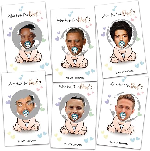 Miniatura 6 de Ukebobo Juegos de baby shower, juegos de celebridades para baby shower, juego de cartas para raspar para premios de puerta, lotería, decoraciones