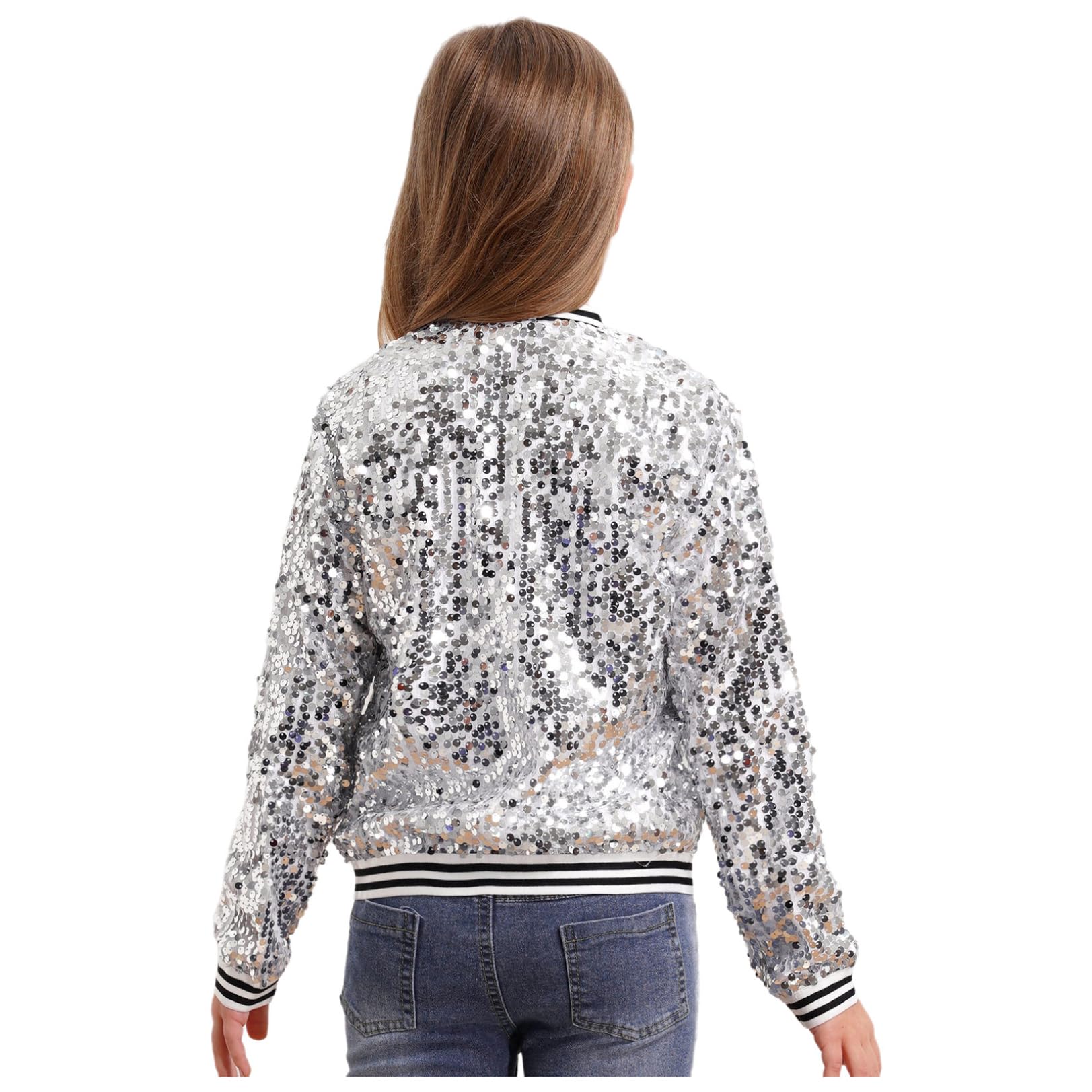 Renvena Chaqueta de béisbol para niña, bomber, informal, blazer brillante