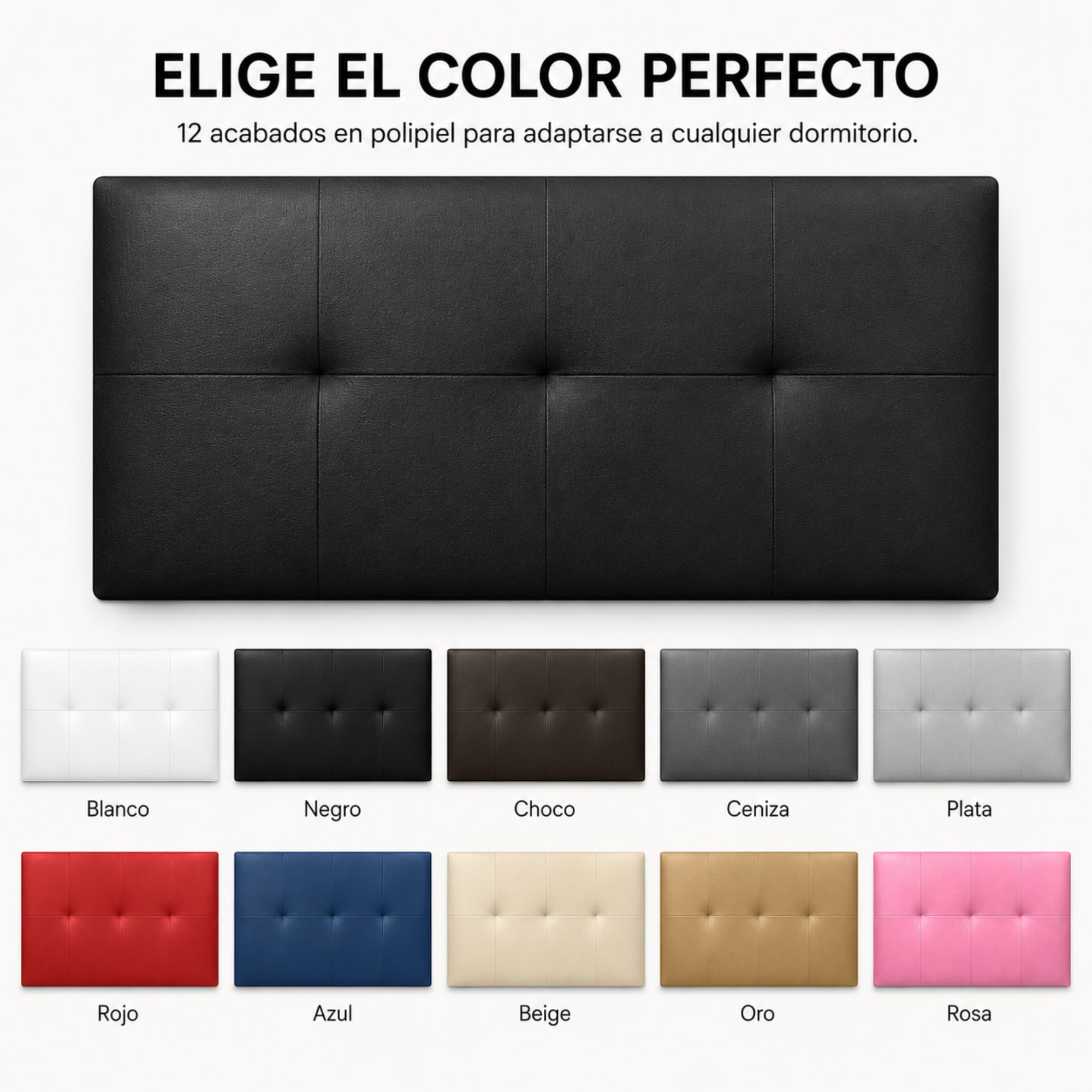 FISIO Dreams Cabecero Polipiel Caribe 3 para Cama 90, 105, 135, 150, 160, 180 y 200 cm | Cabezal Tapizado Moderno y Acolchado | Fabricado en España | Fácil Instalación