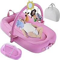 Vista 11 de Tumbona Portátil para Bebé Para Viajes, Transpirable y Cómoda 100% Algodón Tumbona para Bebé, Nido de Bebé de 0 a 24 meses Lavable a Máquina Tumbona