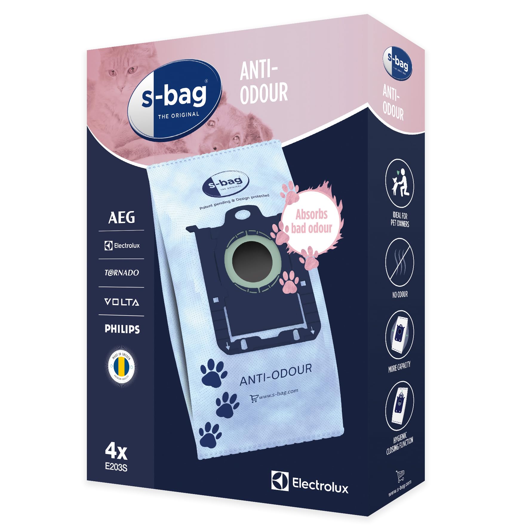 Electrolux E203S s-bag Original Vacuum Cleaner Bags, Multicolor