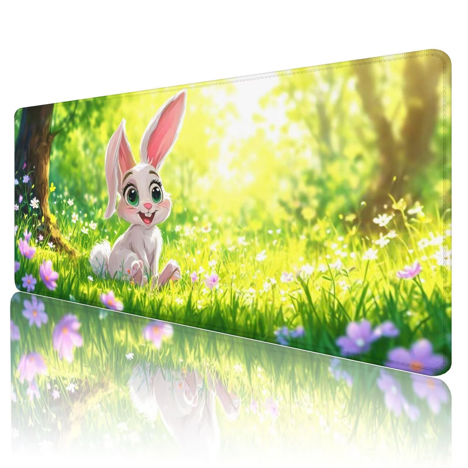 Podkładka pod mysz do gier, królik, duża podkładka pod mysz XXL, 1800 x 900 mm, gamingowa podkładka pod mysz, urocza mata na biurko, zwiększona precyzja i prędkość, zapewniająca stabilny chwyt na
